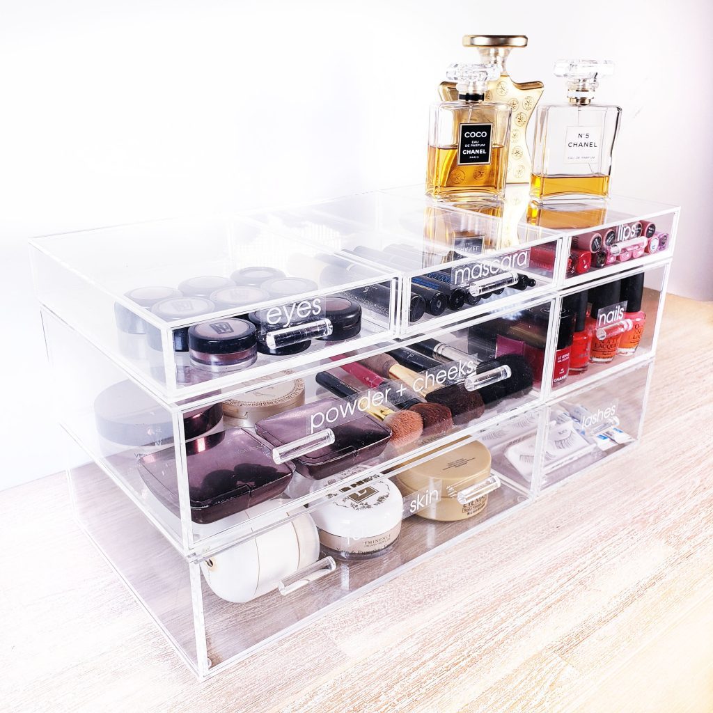 The Container Store Luxe Acrylic Modular System Makeup Organizer