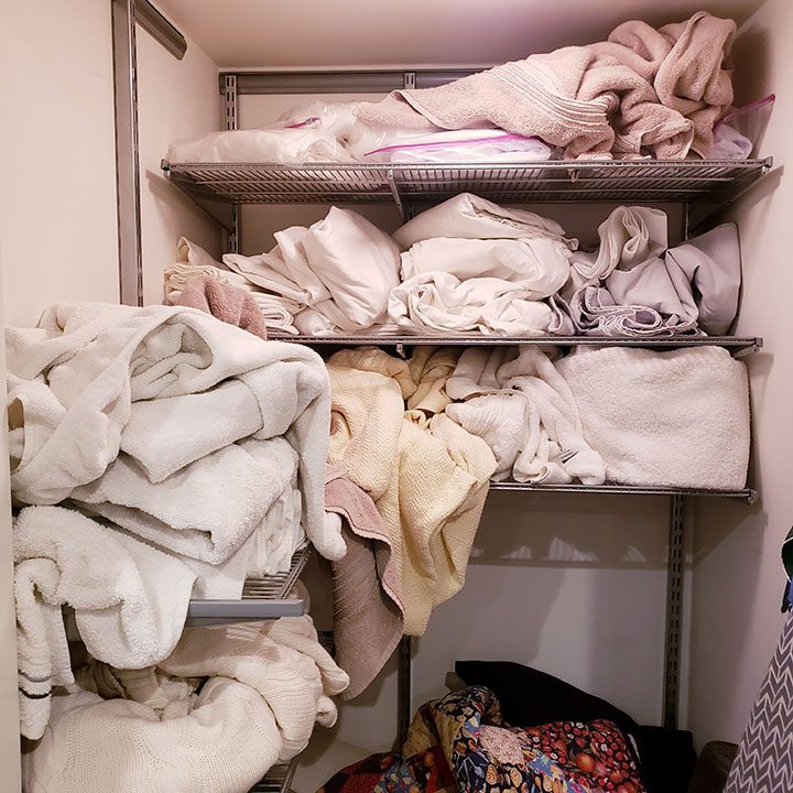 Organize your linen closet with a wide selection of towels and other items.