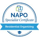 Napo specialist certificate - residential organizing organized by Ellis.