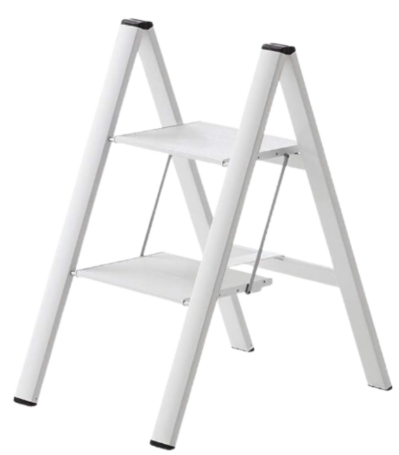 A white step ladder on a black background.