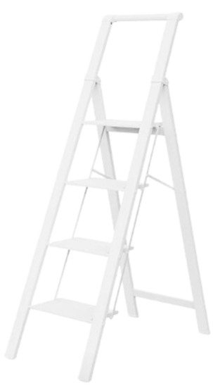 A white ladder on a black background.