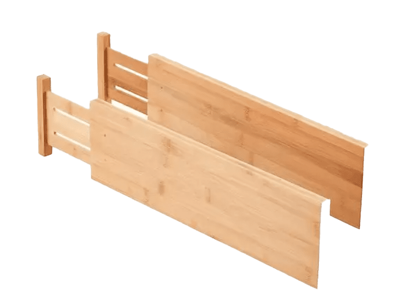A pair of wooden shelves on a white background.