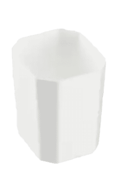 A white octagon shaped bowl on a white background.