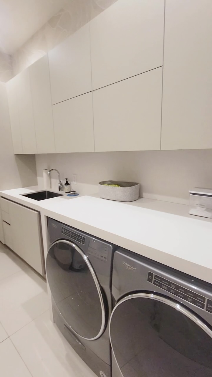 Are you kidding me?! This laundry room is so Zen. 🧘‍♀️

Some people find laundry is a meditating experience. But this laundry room would make anyone feel calm - even those who dread the daily chore.

For clients that have house keepers or any kind of help, labeling everything is key. It creates an easy system when many hands are involved.🖐️

If you are creating a laundry room some things to keep in mind

⚪️ storage
⚪️ a work surface
⚪️ storage for cleaning products
⚪️ a drying space that can be hidden away and 
⚪️ oh, yeah more STORAGE!

#organizedlife #organizedlife #organizedchores #makeroomforthegoodstuff