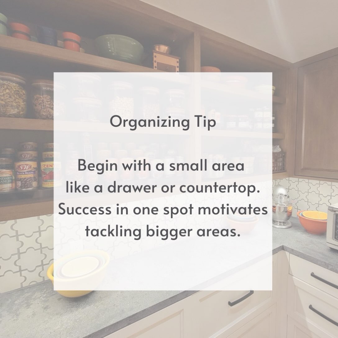 📣We SHOUT this all the time. 

START SMALL and go from there.

🙃You’ll never get anything done if you don’t start, but that can seem like a mountain of a task.

Starting with a drawer or one cabinet can help get the ball rolling and soon you’ll find you’ve completed the climb.

😀You may even catch the organizing bug and redo your whole house or workplace!

#organizingtip #organizing #organize #homeorganize #businessorganizing