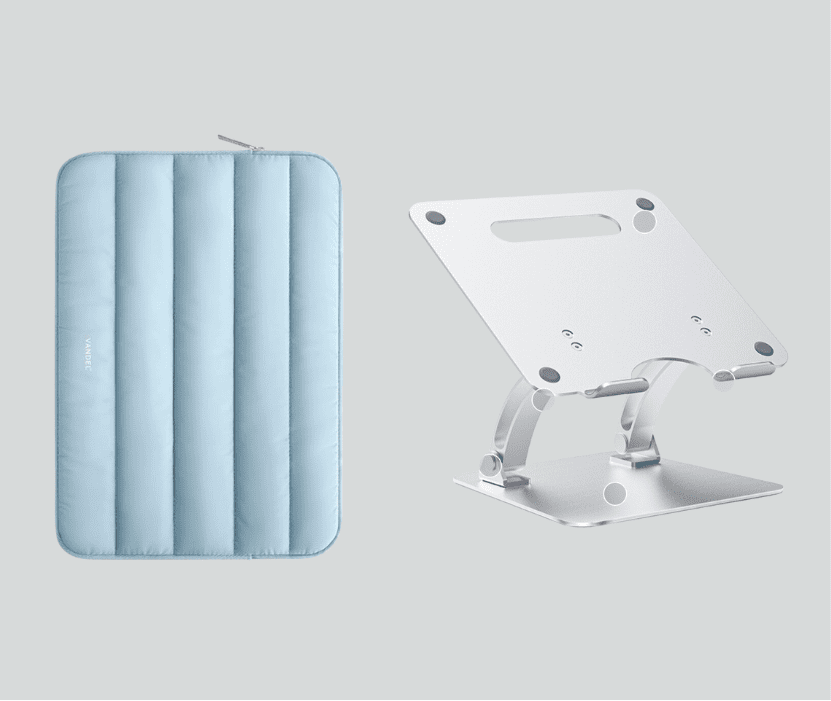 Blue padded mat and metal stand.