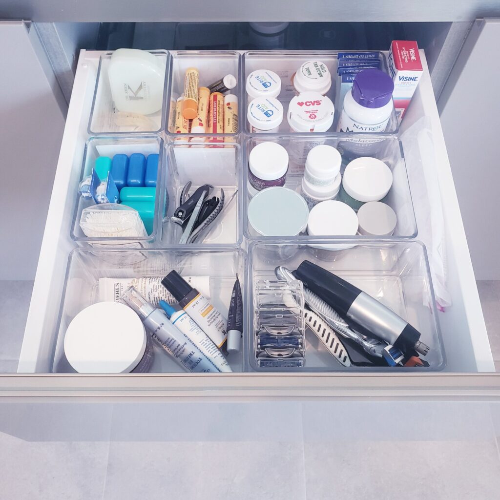 Organized drawer with various health products.